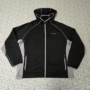 Columbia Jacket Mens 2XL Black Gray Omni-Wick Hooded Full Zip Fleece Outdoor - Picture 1 of 24