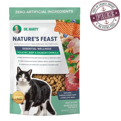 Dr. Marty Nature's Feast Essential Wellness Beef, Salmon Dry Cat Food 12 oz - Image 1 of 2