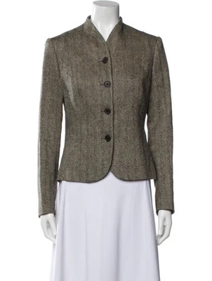 Винтажный блейзер Ralph Lauren размер 8 в елочку твидовый конный опрятный шелк льняная шерсть - Изображение 1 из 4