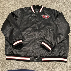 NFL Team Apparel Black Satin Snap Button Jacket San Francisco 49ers Men's 3XL - Bild 1 von 8