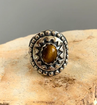 Anillo protector ojo tigre ovalado esterlina oeste americano CAROLYN POLLACK 9 Foto 1 de 4