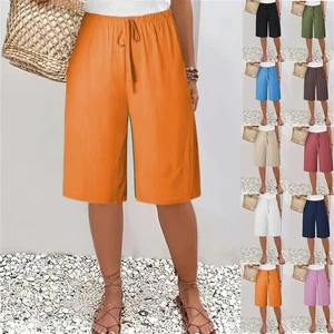 Womens Trousers Elastic Waist Ladies Casual Loose Summer Shorts Pants Size 6-20 - Picture 1 of 16