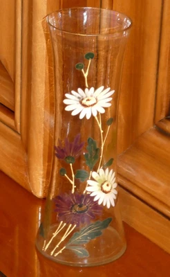 VASE EN VERRE EMAILLE POLYCHROME DECOR FLORAL STYLE LEGRAS 1900 - Photo 1/4