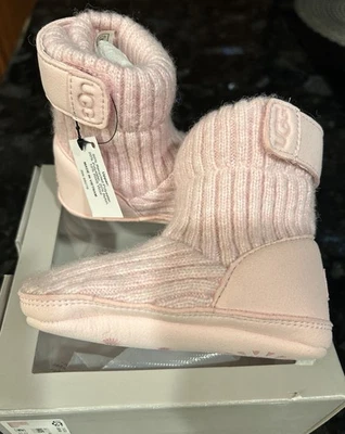 UGG Skylar Pink Baby Toddler  Ribbed Knit Ankle Boots Size 4-5 (12-18M) NIB - Image 1 of 4