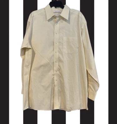 Рубашка Gold Label Roundtree & Yorke Dress 17,5 дюйма - 34 желтая без железа Pinpoint - Изображение 1 из 4