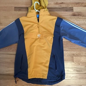 Vintage Adidas Original Windbreaker Jacket Men's S Yellow/Blue Zip Hood Retro - Picture 1 of 7