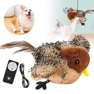 New Cat Toy Flapping Wings Sparrow Catnip Toys Vivid Chirping Bird Toys - Image 1 of 4