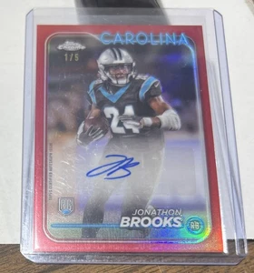 2024 Topps Chrome Jonathon Brooks Rc Red Var. Refraktor #1/5 Carolina Panthers - Bild 1 von 2