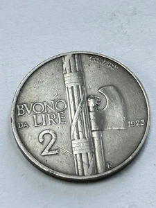 MONETA BUONO DA 2 LIRE VITTORIO EMANUELE III 1923 OLD NICHEL COIN - Photo 1/2