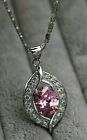 Oval Simulated Pink Sapphire Women's Pendant 14K White Gold Plated Without Chain