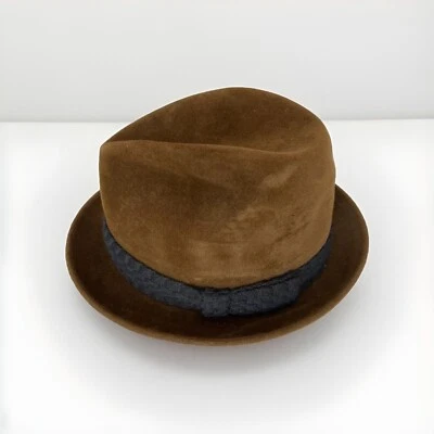 VINTAGE Dobbs Fifth Avenue Fedora Brown Felt Hat 7 1/4   - Image 1 of 4