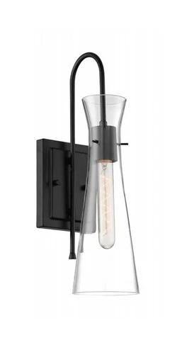NUVO 60/6877 1-Light Wall Sconce Black W/Clear Glass 60W Medium Base Bin314 Cover