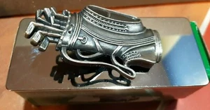 METAL SILVER TONE GOLF BAG DESK ACCESSORY PAPER/MEMO HOLDER CLIP #38667 4.5"L - Picture 1 of 4