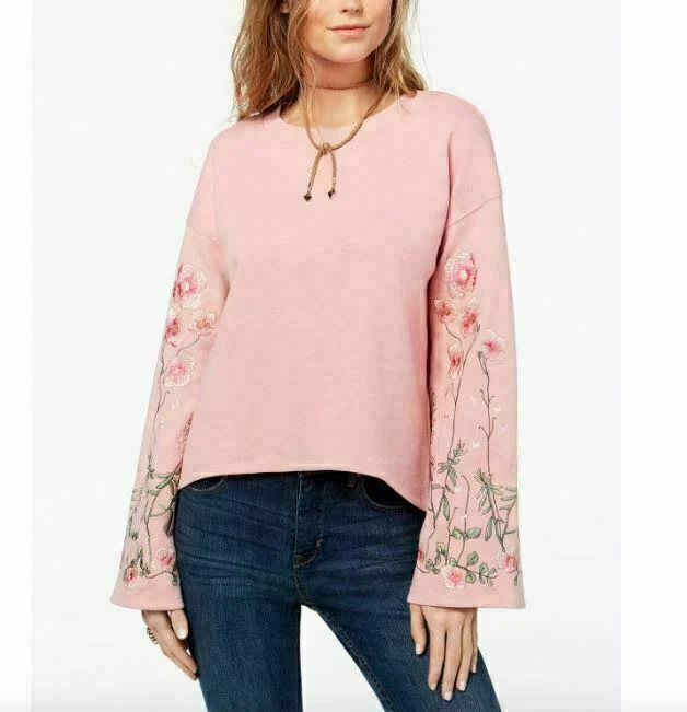 One Hart Juniors' Embroidered Bell-Sleeve Sweatshirt - Image 1 of 2