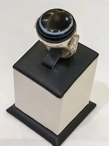 Herren Silber 925 Ring Natürlicher Jemen Achat, Aqeeq خاتم فضه عقيق جزع صياغه سلجوقي فحل - Bild 1 von 9