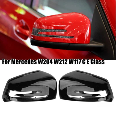 Tapas de cubierta de espejo retrovisor lateral negro brillante para Mercedes W204 W212 W117 Clase C E Foto 1 de 4
