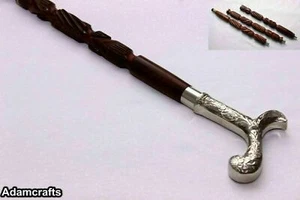 Antique Estilo Latón Derby Mango Marrón Andar Caña Frote Madera Diseñador Regalo - Imagen 1 de 3