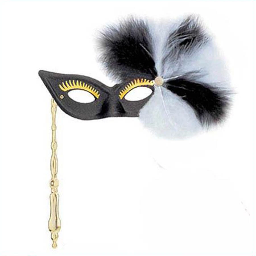 WIDMANN STABMASKE SCHWARZ FEDER # Karneval Fasching Venedig Party Maske Maskenball 6470