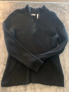 Liz & Co Woman Black 1/4 Zip Pullover Mock Neck Sweater Size - Picture 1 of 12