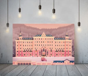 GRAND BUDAPEST HOTEL 1-DEEP FRAMED CANVAS WALL ART PICTURE PAPER PRINT- PINK - Picture 1 of 16