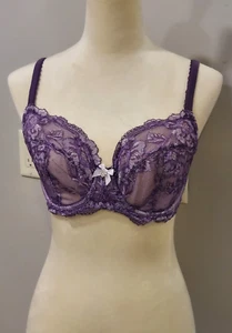 NWT Victoria Secret Unlined Demi-Buste Under Wire Purple Lace Bra Size 34DD - Picture 1 of 5