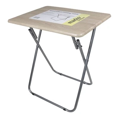 FOLDING TABLE LARGE WOODEN TOP SNACK TV SIDE PICNIC SOFA LIVING ROOM PORTABLE - Image 1 of 4