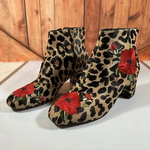 Kate Spade New York Langton Leopard Calf Fur Floral Booties Woman US 10 M - Picture 1 of 7