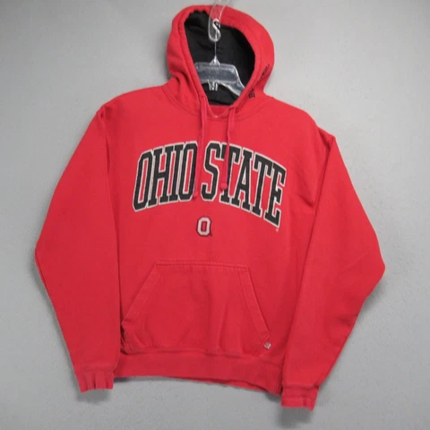Vtg Ohio State Buckeyes Hoodie Mens M Red Y2K Hooded Sweatshirt Scarlet & Gray * Cover