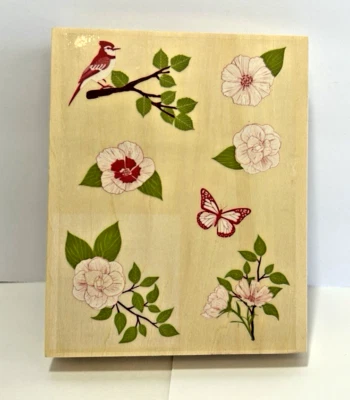 Juego de estampillas de madera Martha Stewart Nature 40-20006 pájaro mariposa floral Foto 1 de 4