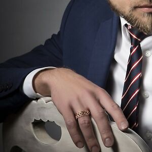 14k Rose & White Gold Finish Two-Tone Unique Braided Men's Wedding Band
