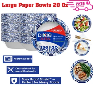 Dixie Ultra Paper Bowls 20 oz Soak Proof Microwavable Cut Resistant  156 Count - Picture 1 of 9