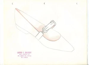 BOCETO ORIGINAL DIBUJADO A MANO AÑOS 60 DISEÑADOR DE MODA LUCIEN GUILBERT ZAPATO correa 33A - Imagen 1 de 1
