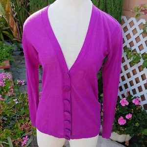 Lanvin River 2006 Strickjacke Wolle Seide Mischung Magenta Lila Medium - Bild 1 von 12