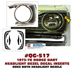 QG-517 1973-76 DODGE DART - KIT DE INSERCIÓN DE CALCOMANÍAS CON BISEL DEL FARO - Imagen 1 de 1