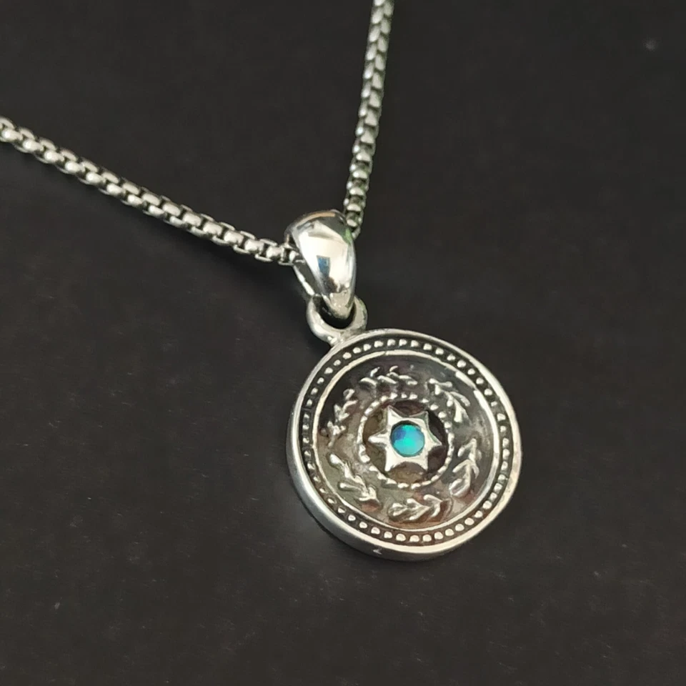Collar Estrella de David Para Hombre Ópalo Platinado Plata 925 Alta Gama Caja de Regalo Foto 1 de 4