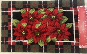 NEW Nourison Poinsettia Holiday Decor Hand Hooked Accent Rug 20x32 NWT Fast Ship - Picture 1 of 5