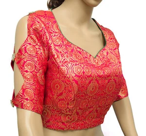 Sushila Vintage Magenta Readymade Stitched Sari Blouse Silk Woven Designer Choli - Picture 1 of 6