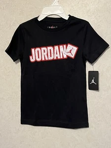 NWT Air Jordan Kids Black Logo T-shirt -  Size S (8-10)  - Picture 1 of 5