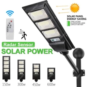 LED Solar Street Light Sensor with Pole Outdoot Waterproof Remote Control Garden - Picture 1 of 20