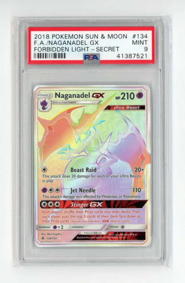 Naganadel GX 134/131 S&M Forbidden Light Secret Rare Holo Pokemon - PSA 9 MINT! - Image 1 of 2