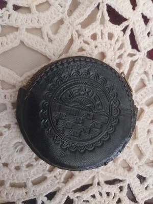 Monedero vintage mexicano negro hecho a mano de cuero con cremallera nuevo con etiqueta original Foto 1 de 4