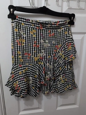 Minifalda Miss Selfridge Floral con Volantes de Guinga con Cintura Elástica Reino Unido 12 PVP $55 Foto 1 de 4