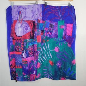 Young British Designers silk colorful square scarf artsy 90x90 cm, Jill France - Picture 1 of 10