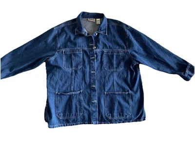 Y2K Chore Coat Denim Jean Bill Blass Women’s 3X  Jean 4 Pocket Metal 2000 Button - Image 1 of 4