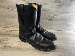 Justin Cowboy Western Roper Boots 3133 Men's Size 12 EE Black Leather Mexico - Picture 1 of 8