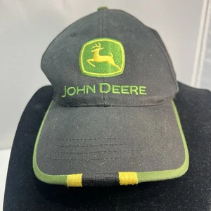 John Deere Cap Hat Black Adjustable Embroidered Logo One Size fits all - Picture 1 of 4