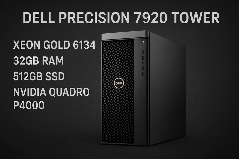 Dell Precision 7920 Tower Xeon Gold 6134 32GB RAM 512GB SSD NVIDIA Quadro P4000 - Image 1 of 1