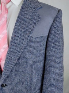 Blazer Pendleton vintage uomo 44L lungo grigio navy tweed lana toppa gomito western - Foto 1 di 24