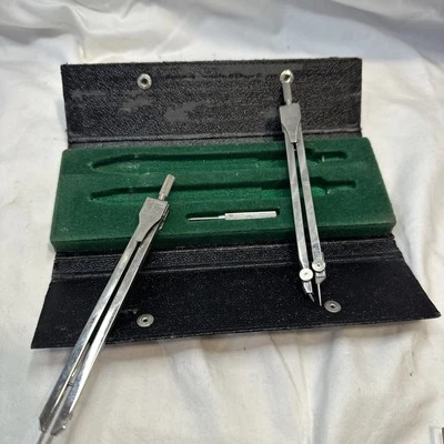 Drafting Instruments German Compass Callipers Screwdriver Original Case Vintage - Image 1 of 4