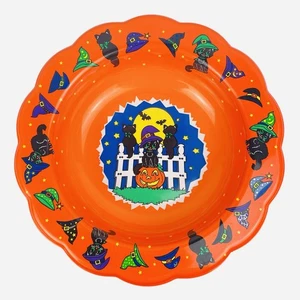 Sombreros de bruja de plástico hueco de calabaza de Halloween 1996 vintage gatos negros - Imagen 1 de 8